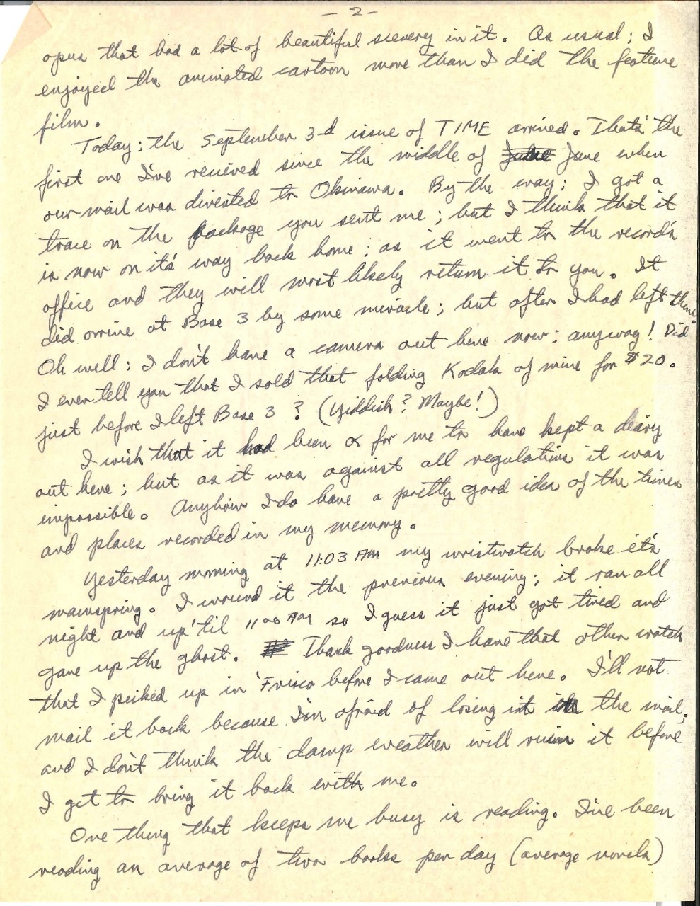 Letter from Wright to his parents, Sep. 17, 1945, page 2