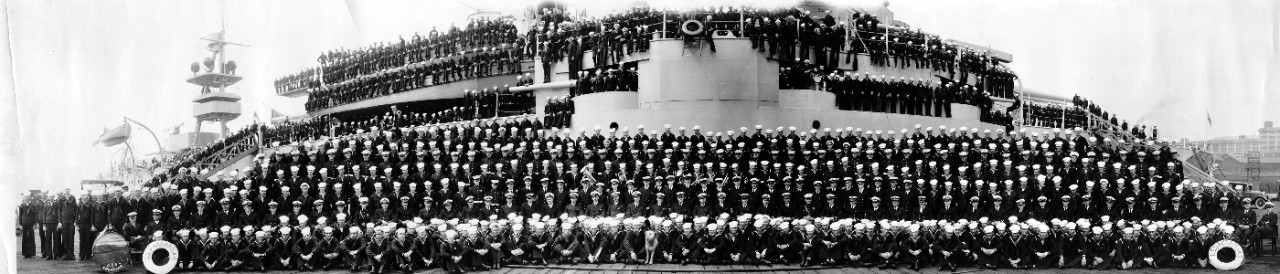 An oversized photo captures the crew of the ship, circa 1926–1940. (Naval History and Heritage Command Photograph UA 571.20)