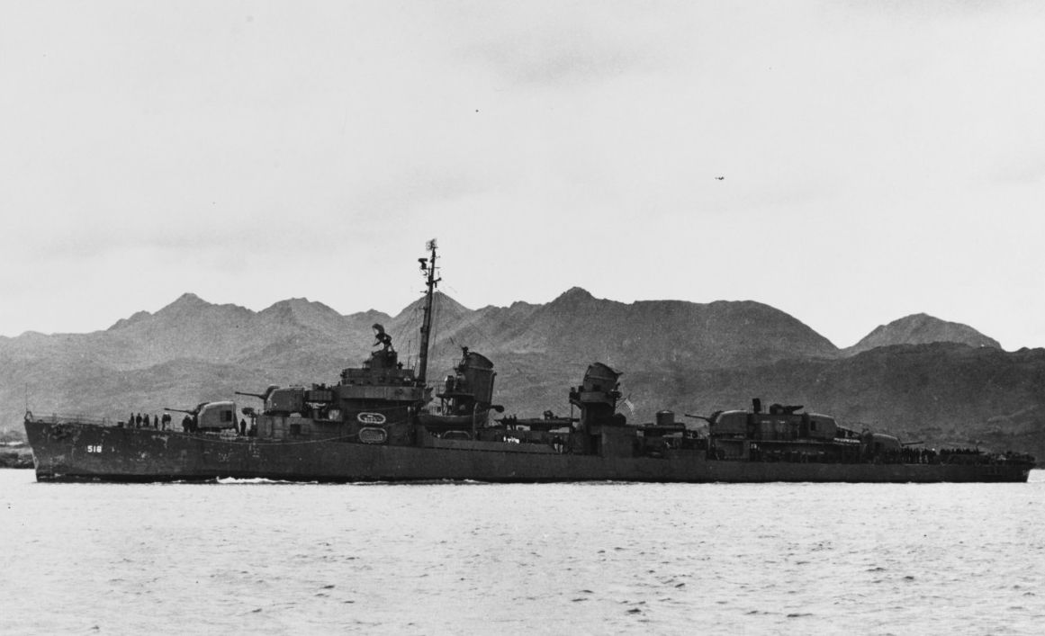 Brownson off Kodiak, Alaska, 13 September 1943. (U.S. Navy Photograph 80-G-213217, National Archives and Records Administration, Still Pictures Division, College Park, Md.)