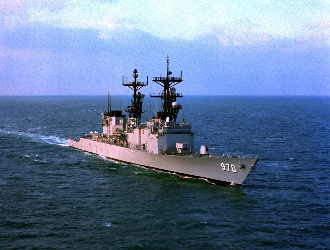 Caron underway in early 1983. (U.S. Navy Photograph DN-SC-83-06747, National Archives and Records Administration, Still Pictures Division, College Park, Md.)