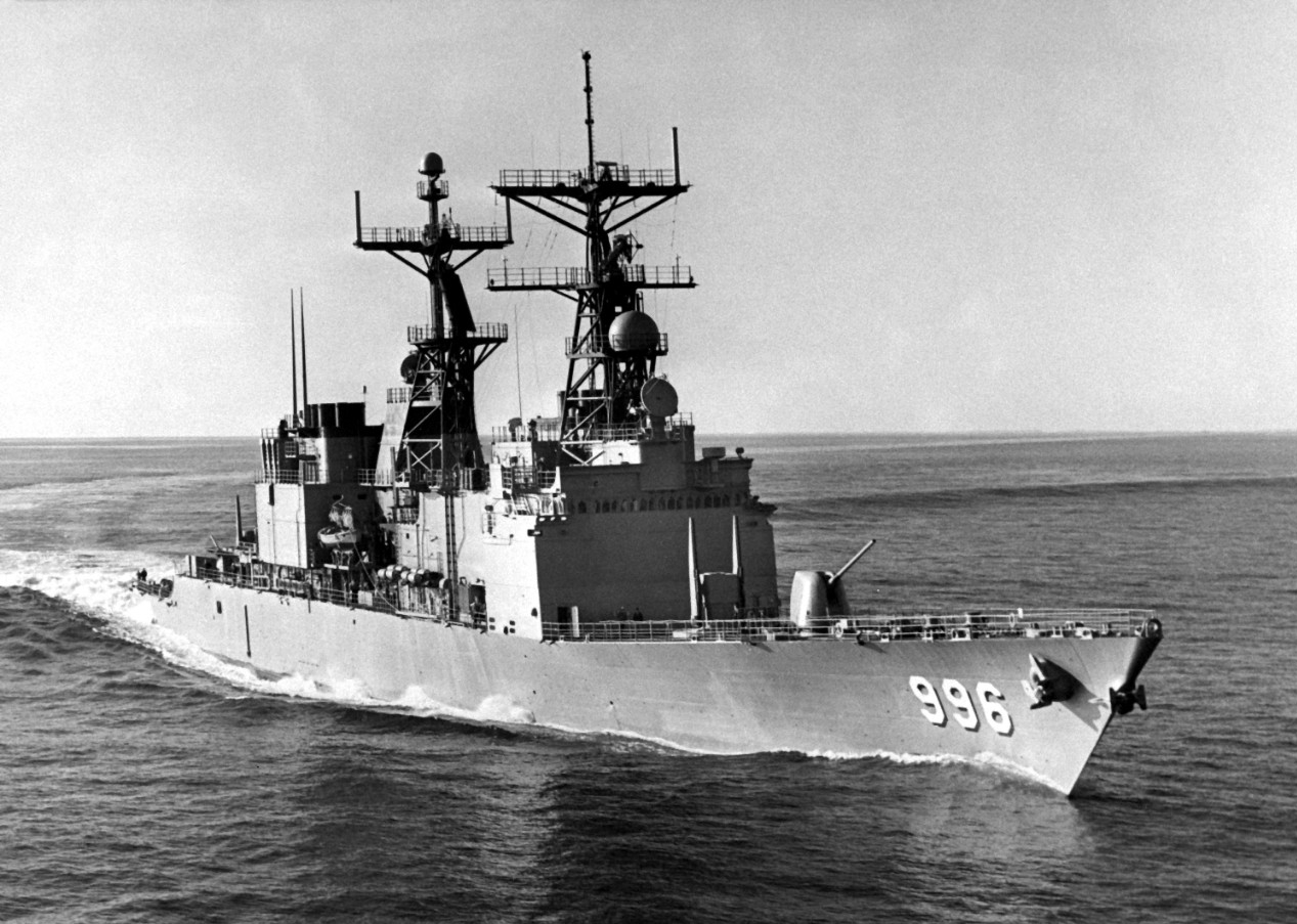 Chandler underway in the Gulf of Mexico prior to commissioning. (U.S. Navy Photograph DN-SN-82-02466, Litton Industries, National Archives and Records Administration, Still Pictures Division, College Park, Md.)