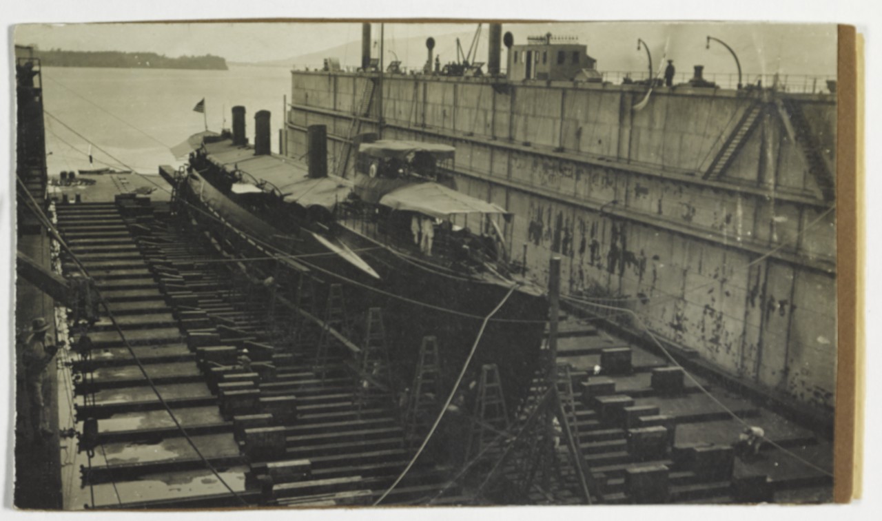 Chauncey undergoing maintenance in the “Dewey” floating drydock, Olongapo Naval Station, Philippine Islands, circa 1910. Donation of Mr. F.M. Deats, 1963. (Naval History and Heritage Command Photograph NH 73124)
