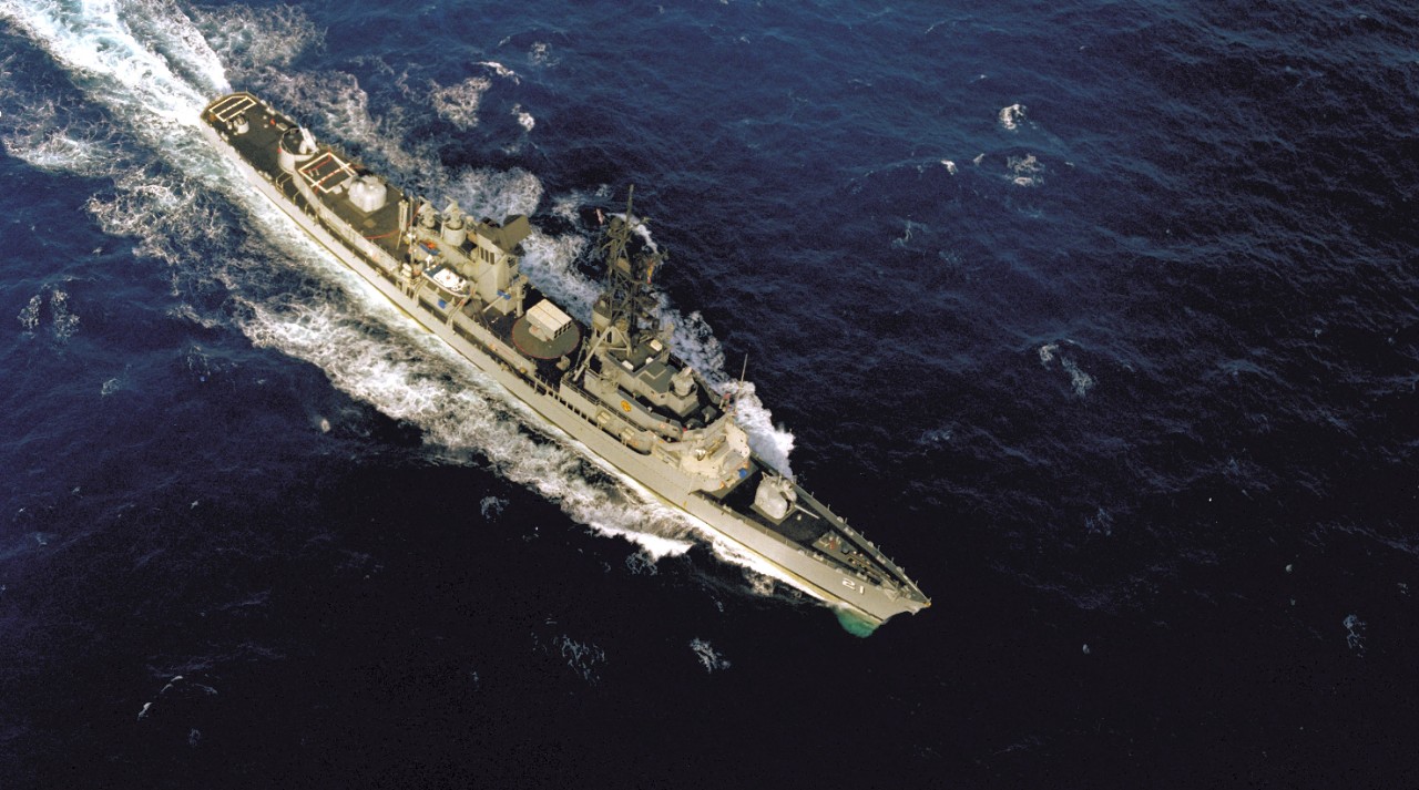 Cochrane underway, 29 May 1981. (U.S. Navy Photograph 330-CFD-DN-SC-86-08827, PH3 Estep, National Archives and Records Administration, Still Pictures Division, College Park, Md.)