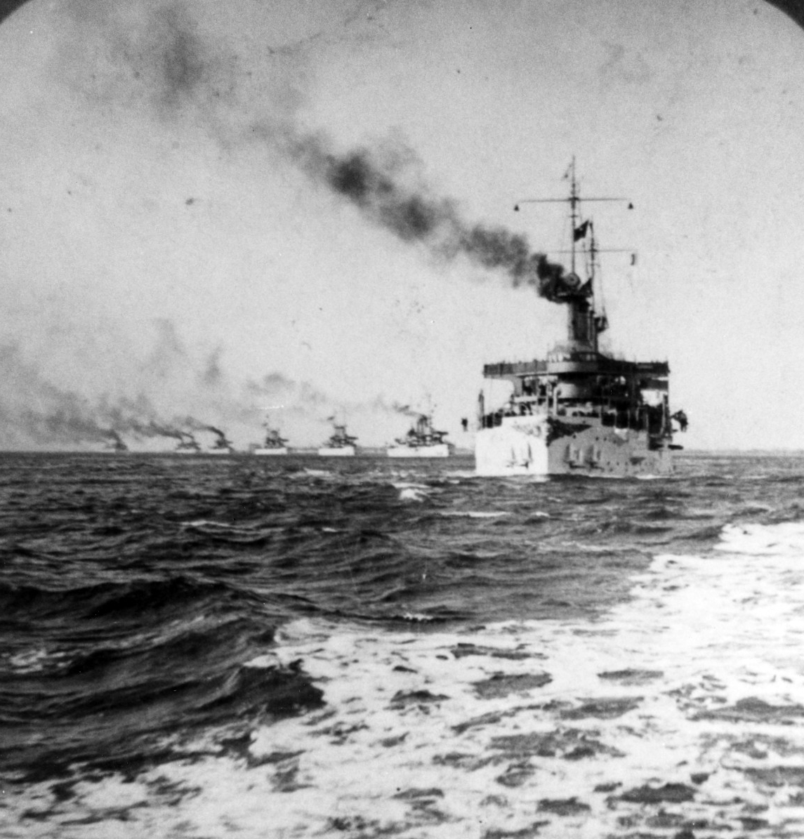 USS CONNECTICUT (BB-18) Leading the "Great White Fleet"