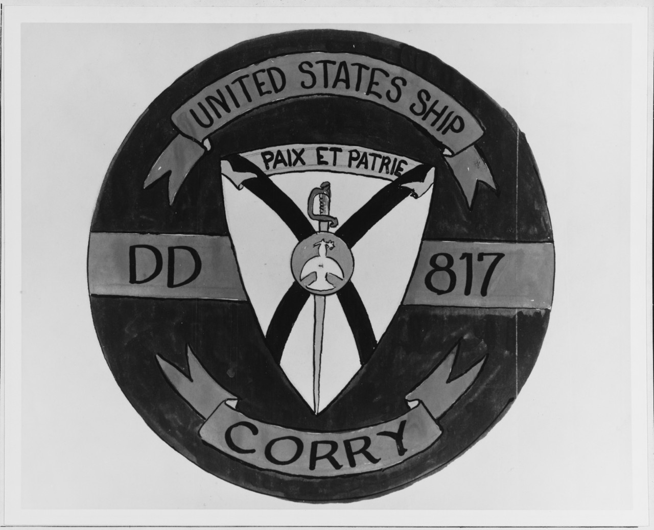 The ship’s insignia following her reclassification back to a destroyer, 1 January 1964. Naval History and Heritage Command Photograph NH 65846-KN)