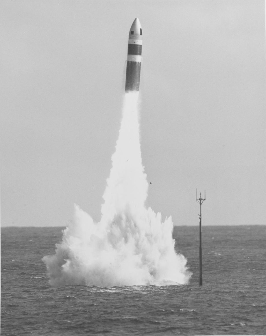 USS Daniel Boone (SSBN-629) fires Poseidon missile
