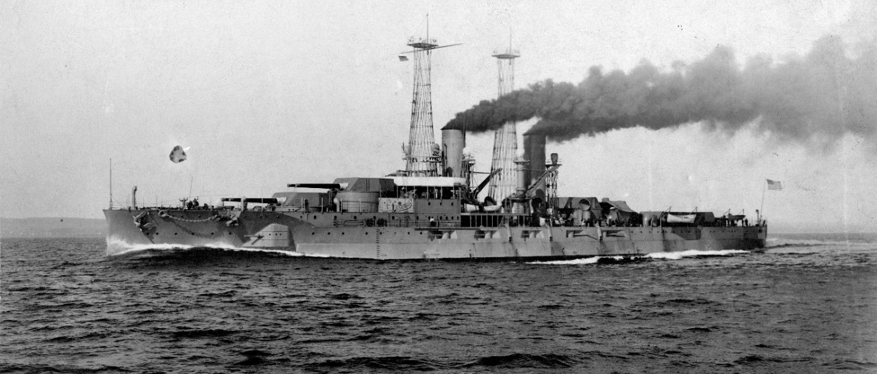 Delaware running trials, circa late 1909. Photographed by N.L. Stebbins, Boston, Mass. (Naval History and Heritage Command Photograph NH 61870)