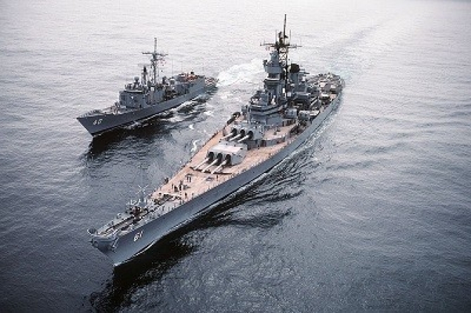 Battleship Iowa (BB-61) refuels Halyburton 