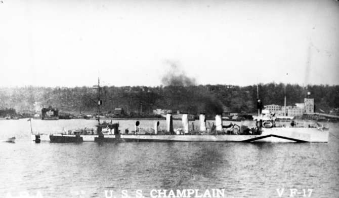 Henley photographed during World War I. (identification of ship as Champlain is incorrect); Naval History and Heritage Command Photograph NH 93697; courtesy of Jack Howland, 1982