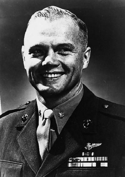 photo of John Glen in his Navy uniform.