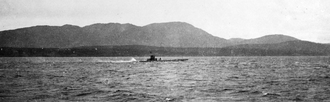 L-1 surfaces after submerged runs in Bantry Bay, Ireland, 1918. (Naval History and Heritage Command Photograph NH 51163)