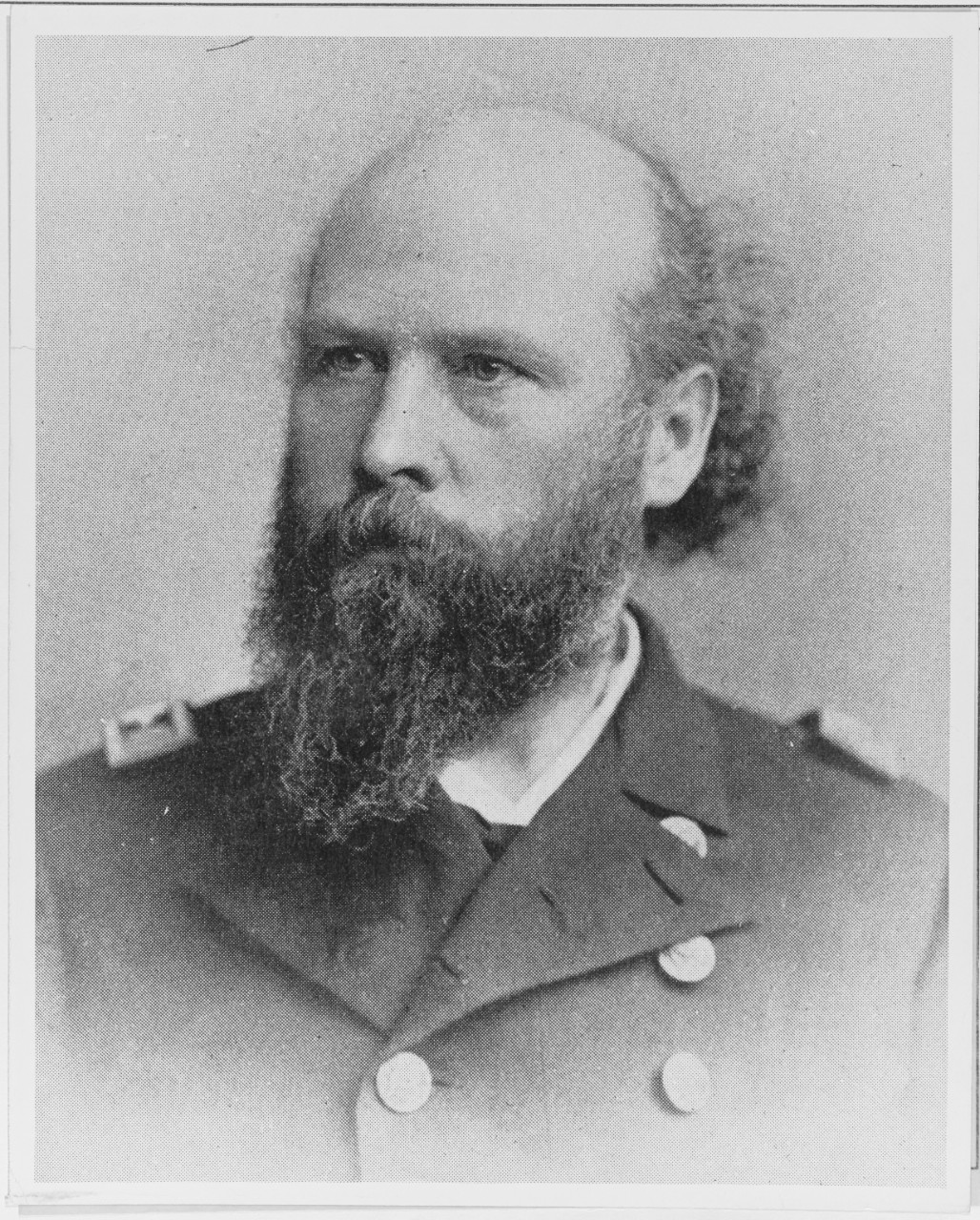 This halftone reproduction of a photograph of Melville displays his “massive frame, leonine head, and great dome-like forehead.” (Naval History and Heritage Command Photograph NH 60095)