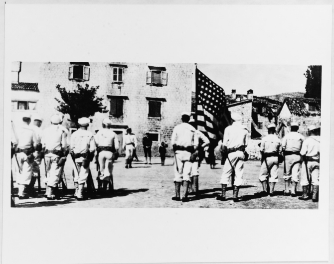 Men of the ship’s company stand to during the confrontation at Trogir, 23 September 1919. (Unattributed U.S. Navy Photograph NH 393, Photographic Section, Naval History and Heritage Command)