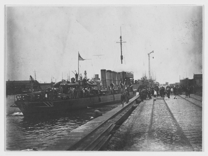 Parker at Libau (Liepaja), Latvia, during her Baltic cruise, circa Spring 1919. Photographed by Zimmer (Naval History and Heritage Command Photograph NH 3013)