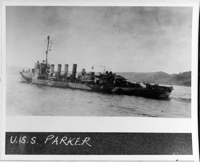 Parker underway during World War I. (Naval History and Heritage Command Photograph NH 64991) Original from the Collection of Mr. Peter K. Connelly. loaned by Mr. William H. Davis, 1967.