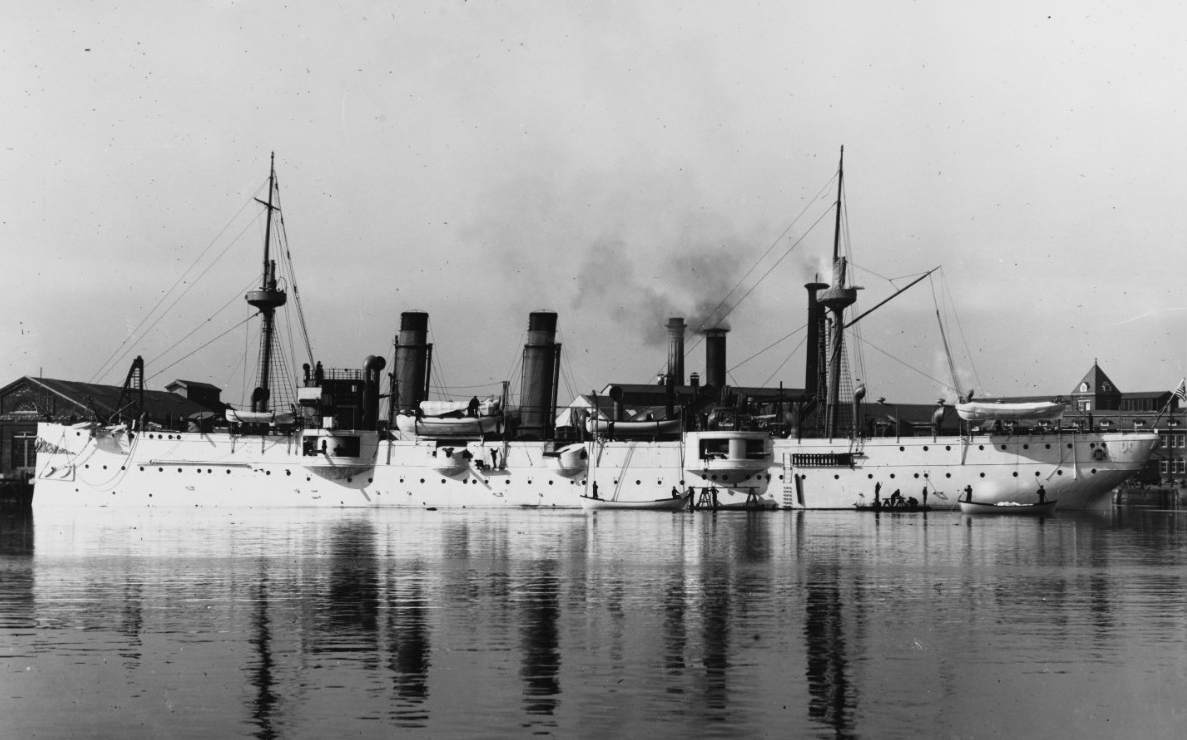 San Francisco at the Norfolk Navy Yard, February 1902. (U.S. Navy Bureau of Ships Photograph 19-N-10-5-21, National Archives and Records Administration, Still Pictures Division, College Park, Md.)