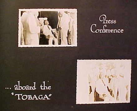 (Left) Press Conference (Right) ...aboard the "Tobaga"