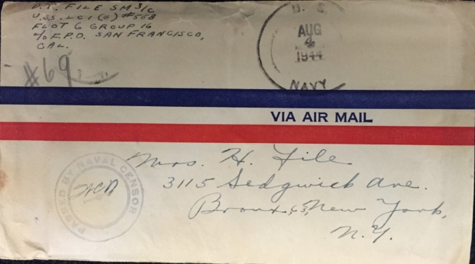 Envelope to File Letter Number 69 (transcription below).