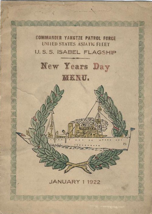 Commander Yangtze Patrol Force, United States Asiatic Fleet, New Years Day Menu, January 1 1922.