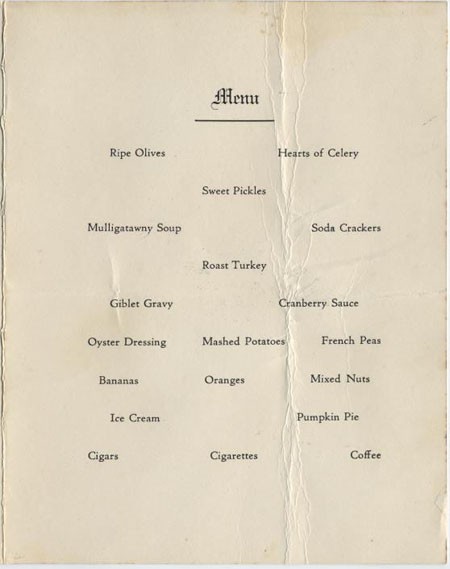Menu - U.S.S. Altair Thanksgiving Dinner, 1932