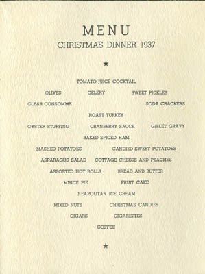Menu - Christmas Greetings, U.S.S. Astoria, Long Beach, California, 1937. 
