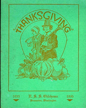 Cover - Thanksgiving Menu, U.S.S. Oklahoma, Bremerton, Washington, 1935. 