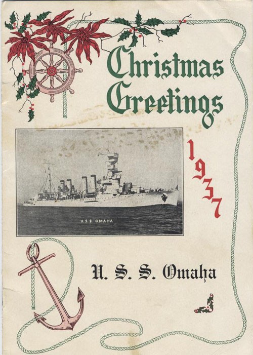 Christmas Greetings 1937, U.S.S. Omaha.