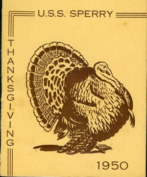 Cover - Thanksgiving Menu, U.S.S. Sperry, 1950.