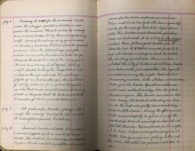 Rozett Diary July 8-10, 1943 (transcription below)