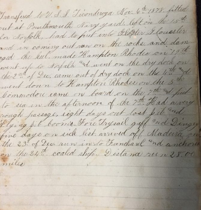 Albert Southard Diary Page 1. Transcription below.