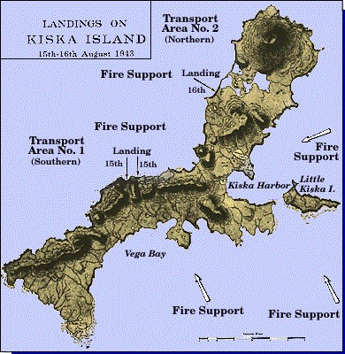 Map 9: Landings on Kiska Island - 15th-16th August 1943.