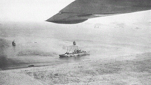 The Casco beached on Atka during Adak landing, 30 August 1942