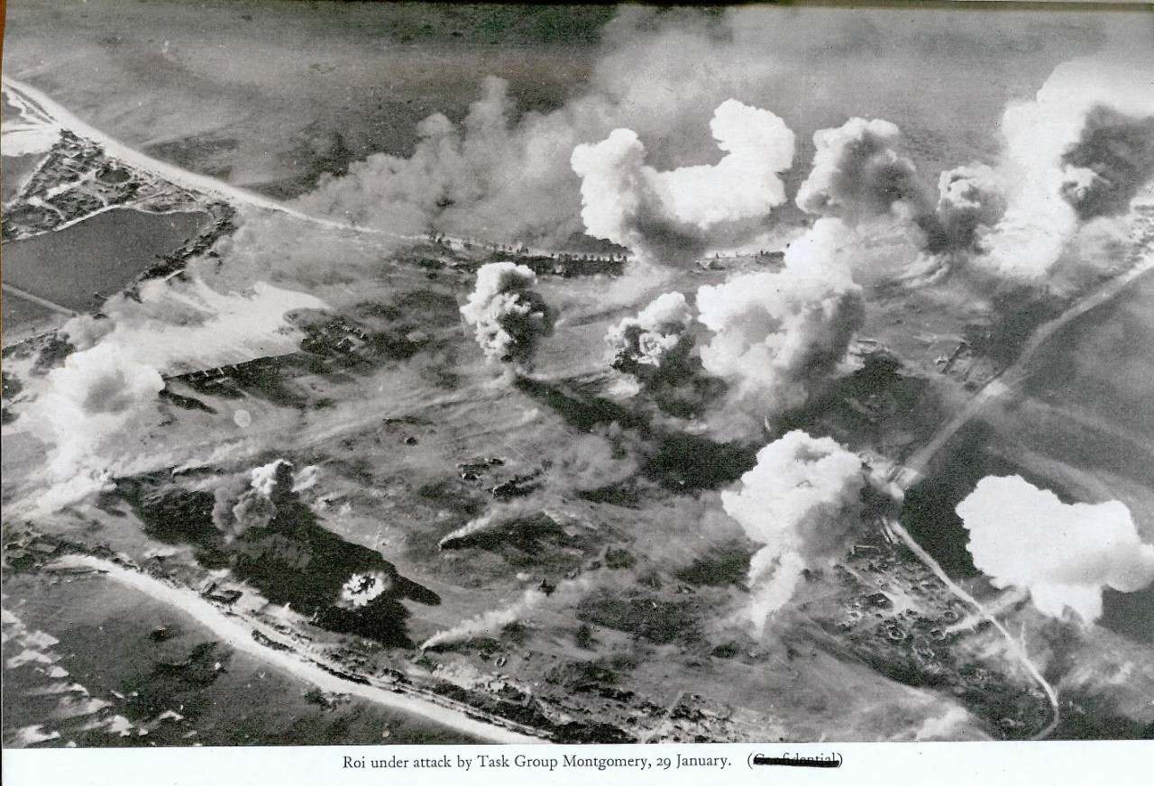 Roi under attack by Task Group Montgomery, 29 January.