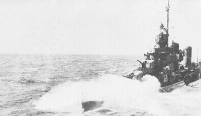 Image of the Boston fueling a destroyer. 
