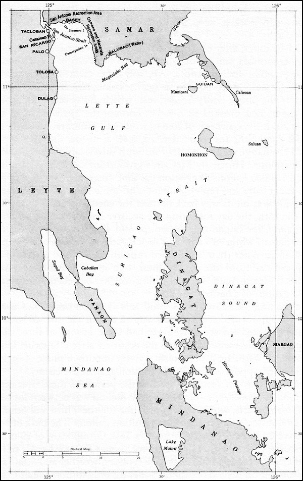 Image of Map: Leyte Gulf-Surigao Strait - Samar - Leyte.