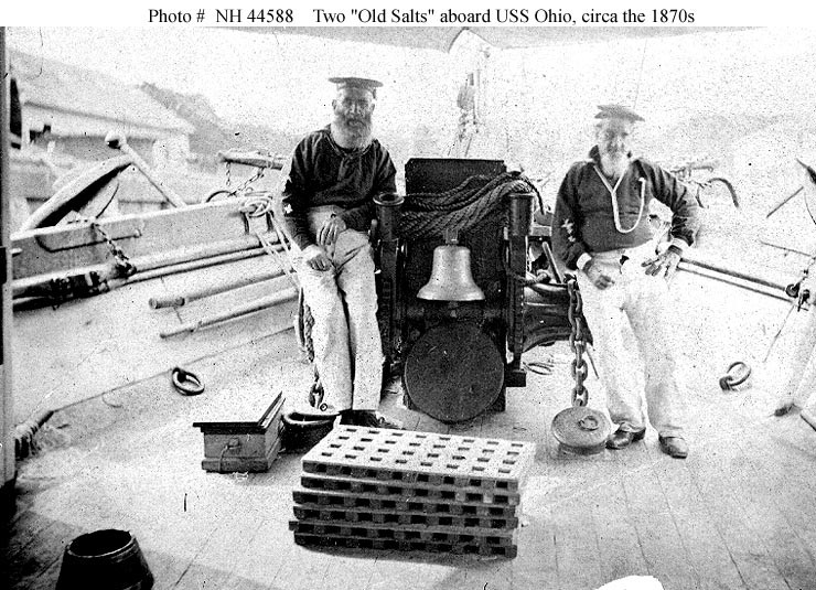 USS Ohio (1838 - 1883) crewmen with bell, circa 1870