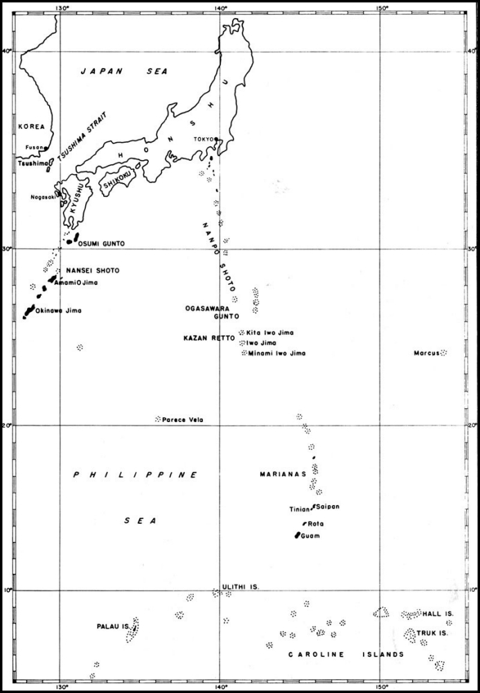 The Marianas, Iwo Jima, Okinawa, and the Japanese Home Islands. 