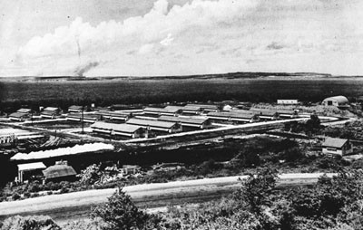 Seabee-built Enlisted Men's Quarters of the 500th Bombardment Group, Saipan. 