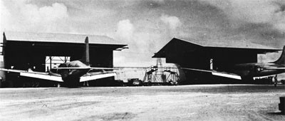 Nose Hangars at Agana Naval Air Station, Guam. 