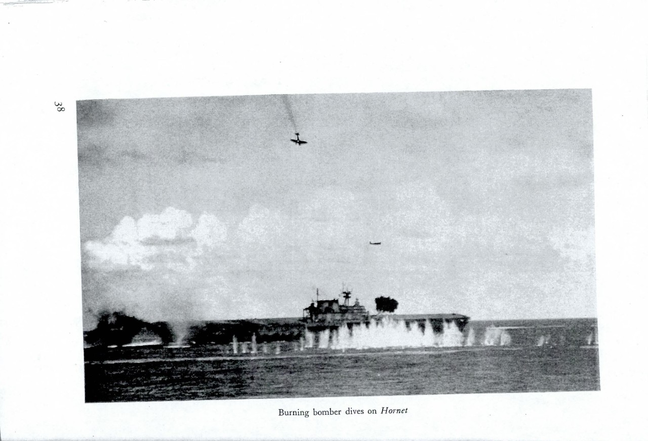 Burning bomber dives on Hornet