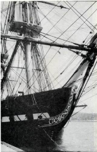 Constitution after her 1927-30 restoration. The foretop seen here is now installed in the Navy Memorial Museum.