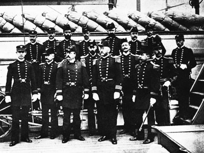 USS Enterprise ship's officers 1897-1890. The author is third from left, bottom row. 