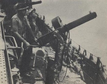 An Enterprise antiaircraft machine gun crew after repelling a Japanese bomber