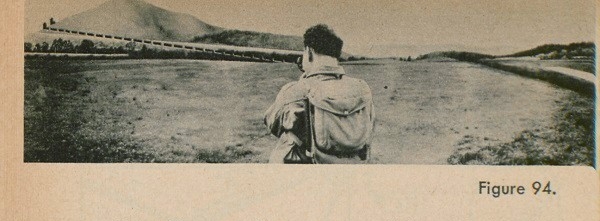 Figure 94: A soldier using a compass to get the azimuth.