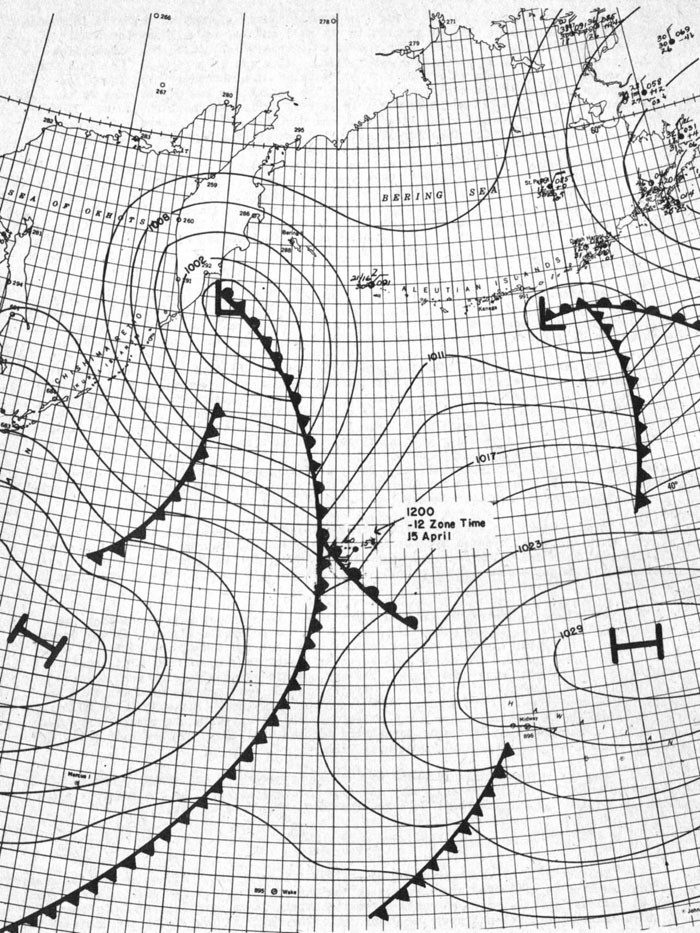 Weather Map - 1300 GCT 16 April 1942.