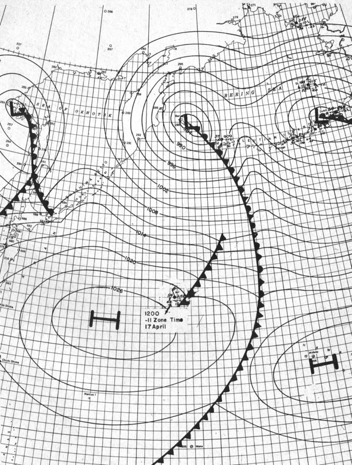 Weather Map - 0100 GCT 16 April 1942.
