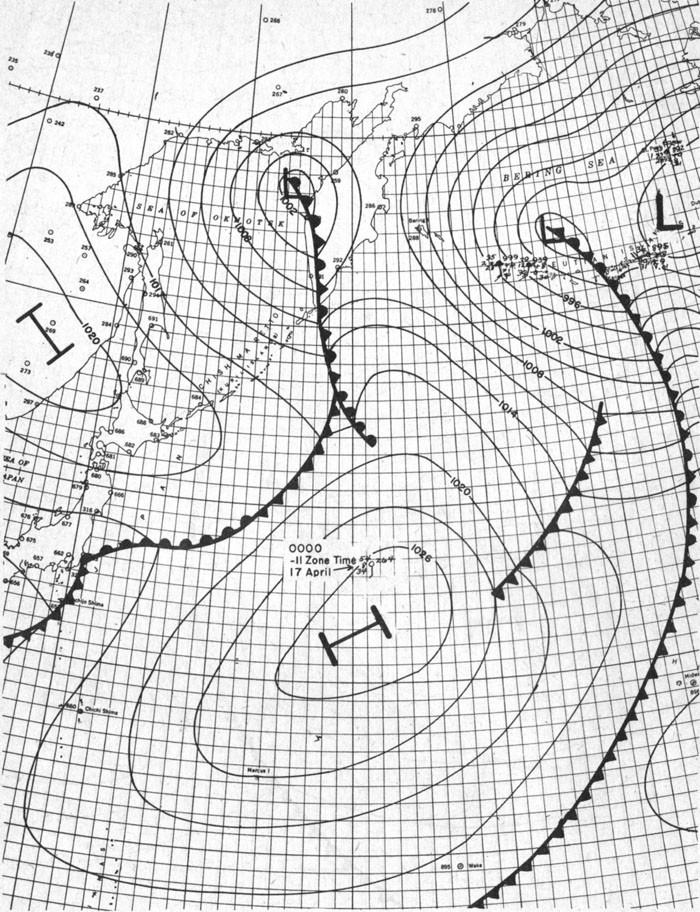 Weather Map - 0100 GGCT 18 April 1942.