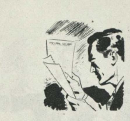 Drawing of a man reading a document.