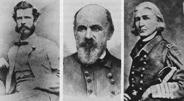 Lieutenant Hunter Davidson, CSN, Commander Confederate Provisional Navy, Captains George Hollins and French Forrest, CSN.