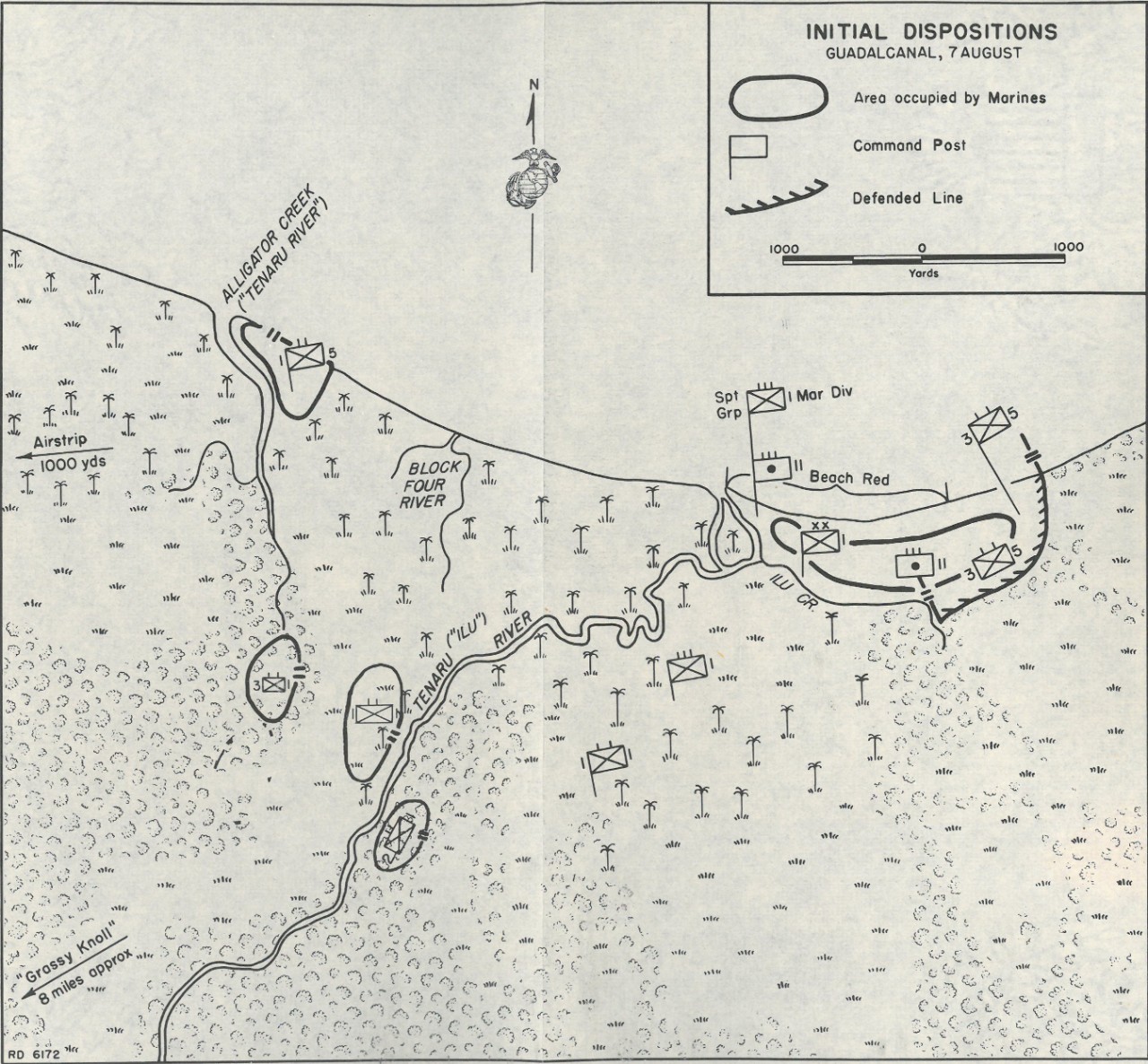 Map 4: Initial Dispositions - Guadalcanal, 7 August 1942 